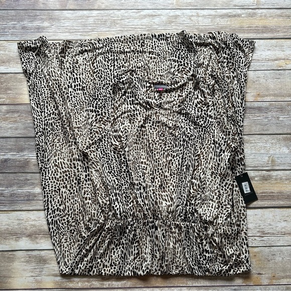 New Vince Camuto Maxi Leopard Dress Field Khaki Sz 2X - Picture 1 of 5